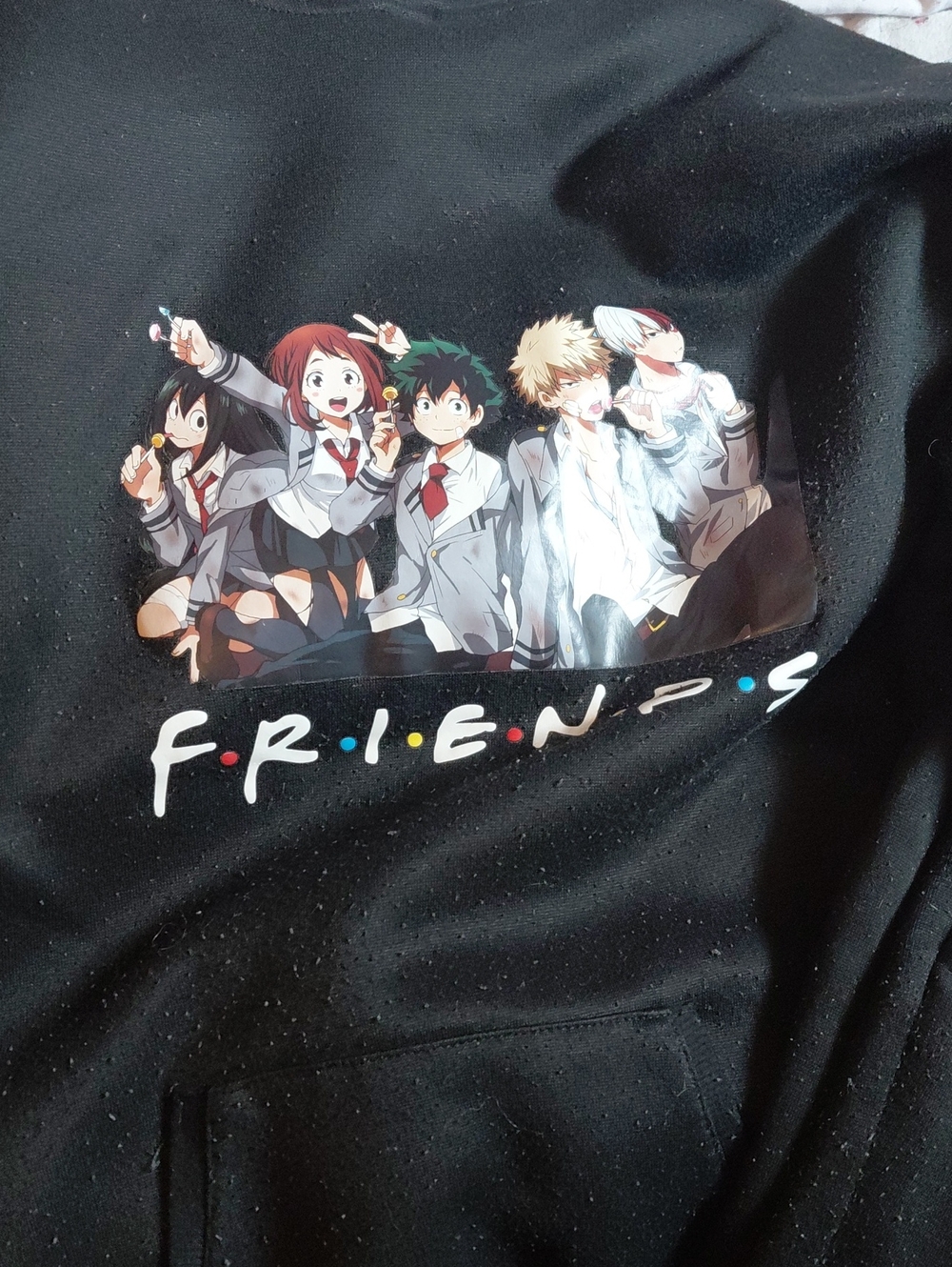 Black Kids Hoodie with Anime 'Friends' Graphic